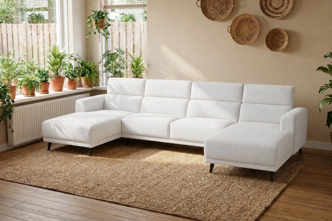 Enschede Longchair + 2.5 Zits + Longchair in wit – kleurimpressie – A-meubel