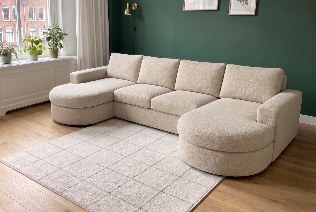 U-bank Haarlem Longchair Rond + 2 Zits + Longchair Rond in beige – foto 2 – A-meubel