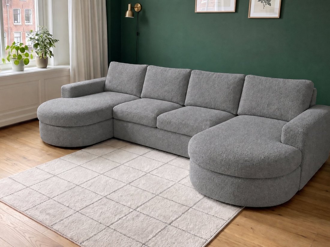 Haarlem Longchair Rond + 2 Zits + Longchair Rond in grijs – kleurimpressie – A-meubel