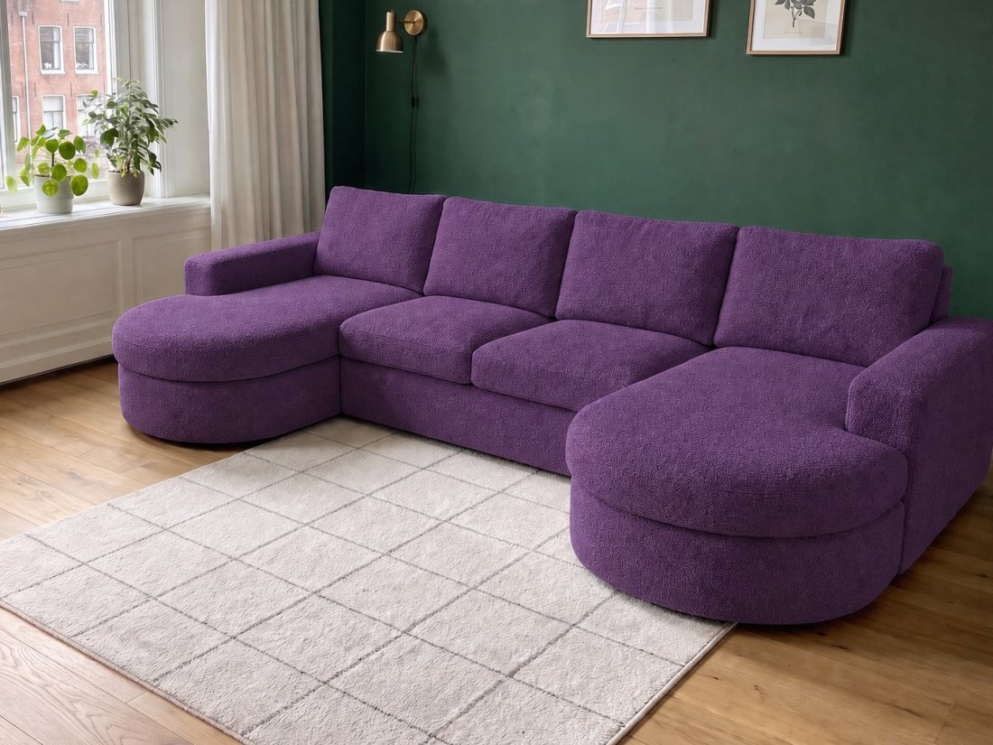 Haarlem Longchair Rond + 2 Zits + Longchair Rond in paars – kleurimpressie – A-meubel