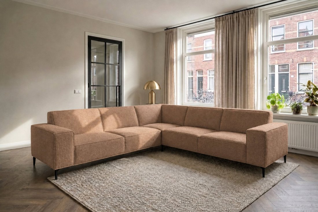 Heerlen 3 Zits + Hoek + 2 Zits in bruin – kleurimpressie – A-meubel