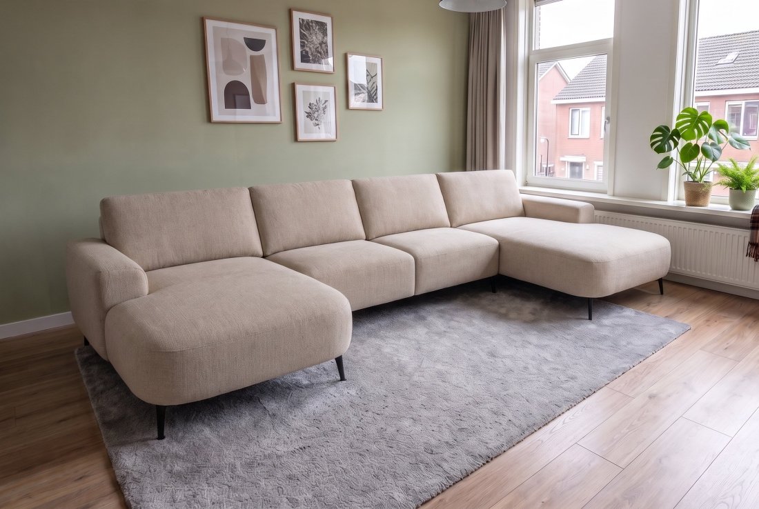 U-bank Helmond Longchair Klein + 2 Zits + Longchair Klein in beige – A-meubel