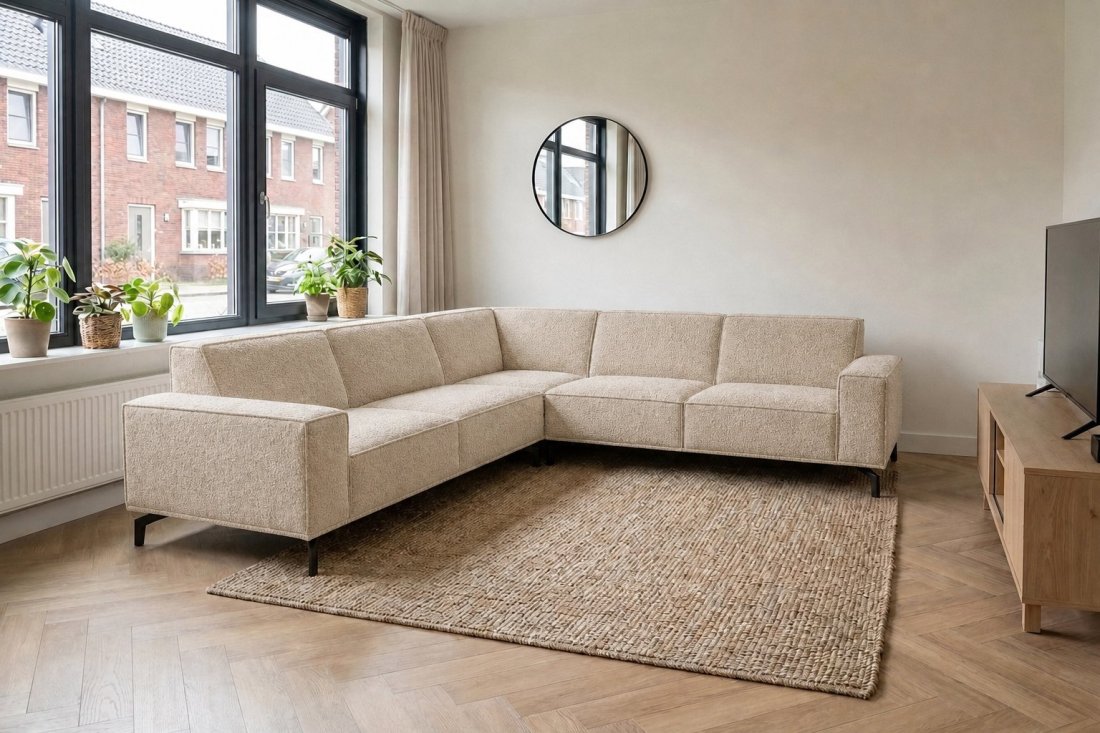 Huizen 2 Zits + Hoek + 2 Zits in beige – kleurimpressie – A-meubel