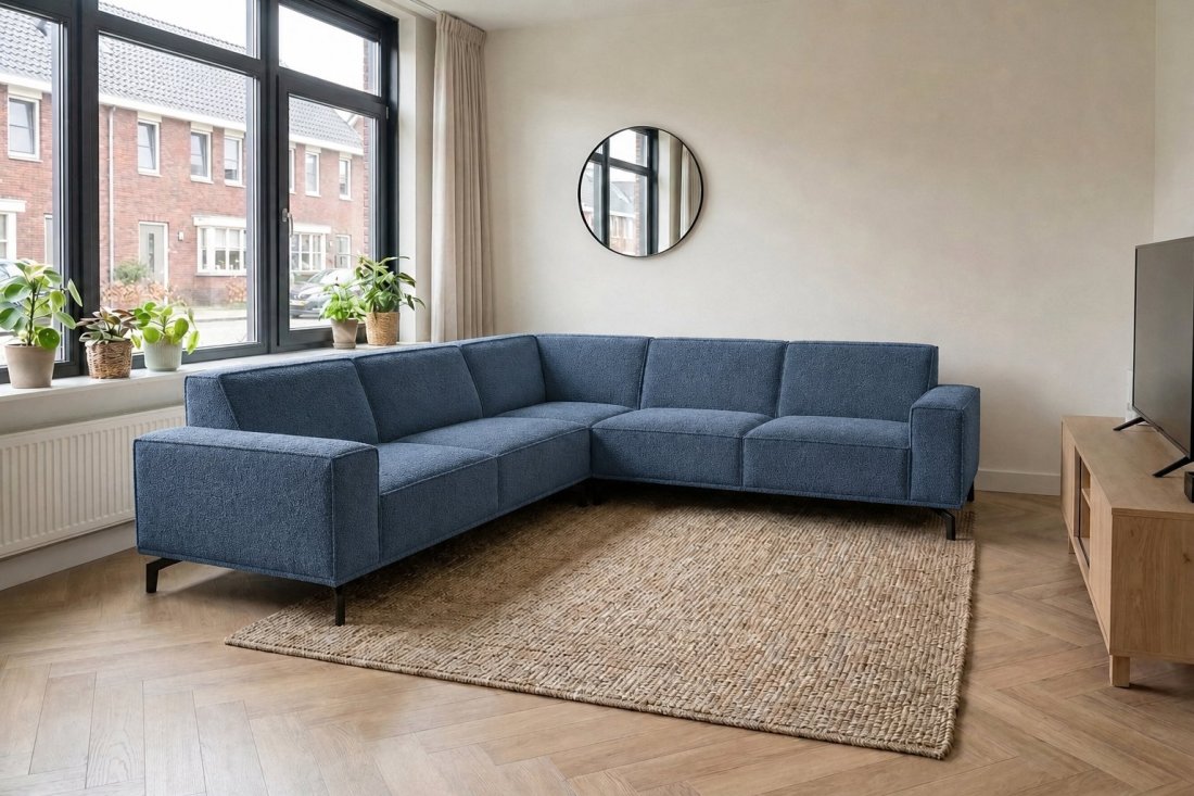 Huizen 2 Zits + Hoek + 2 Zits in blauw – kleurimpressie – A-meubel