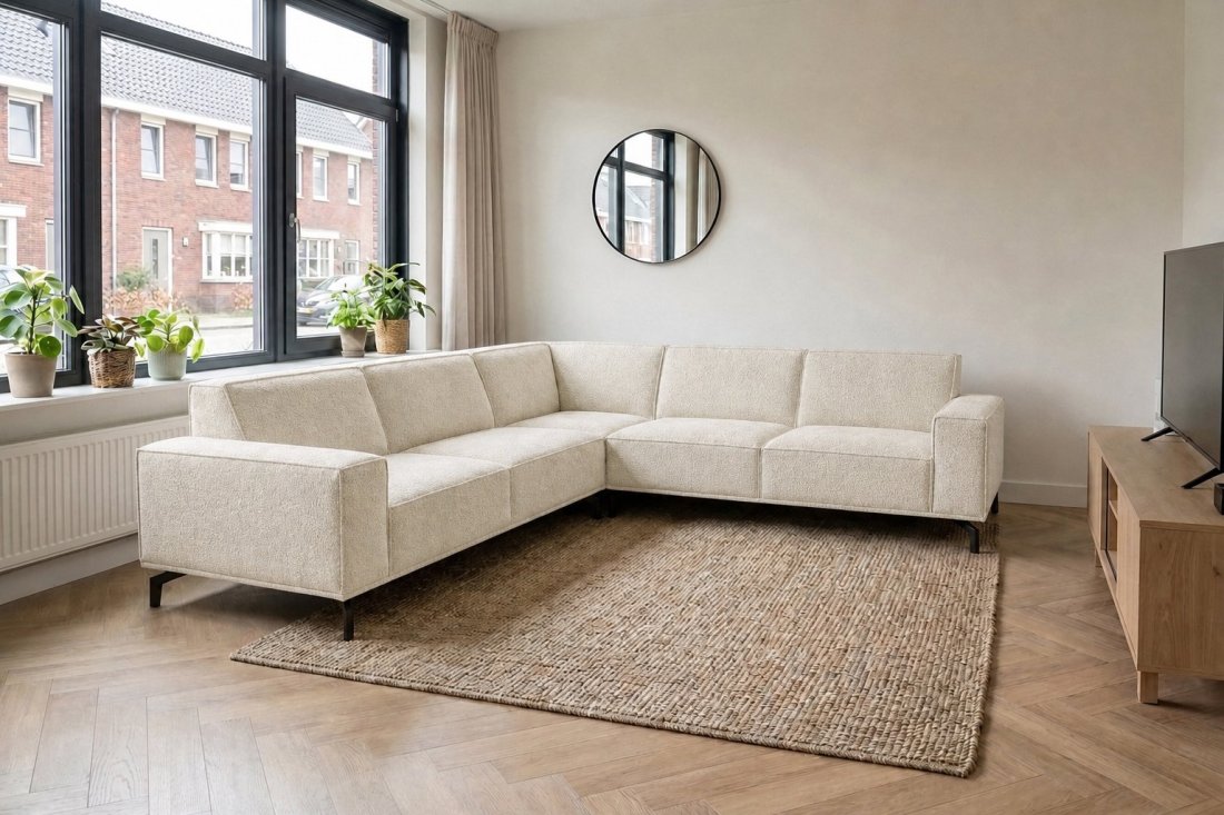 Huizen 2 Zits + Hoek + 2 Zits in creme – kleurimpressie – A-meubel