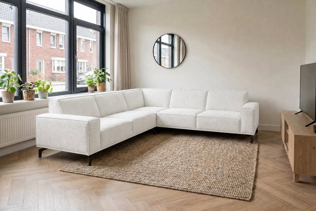 Huizen 2 Zits + Hoek + 2 Zits in wit – kleurimpressie – A-meubel