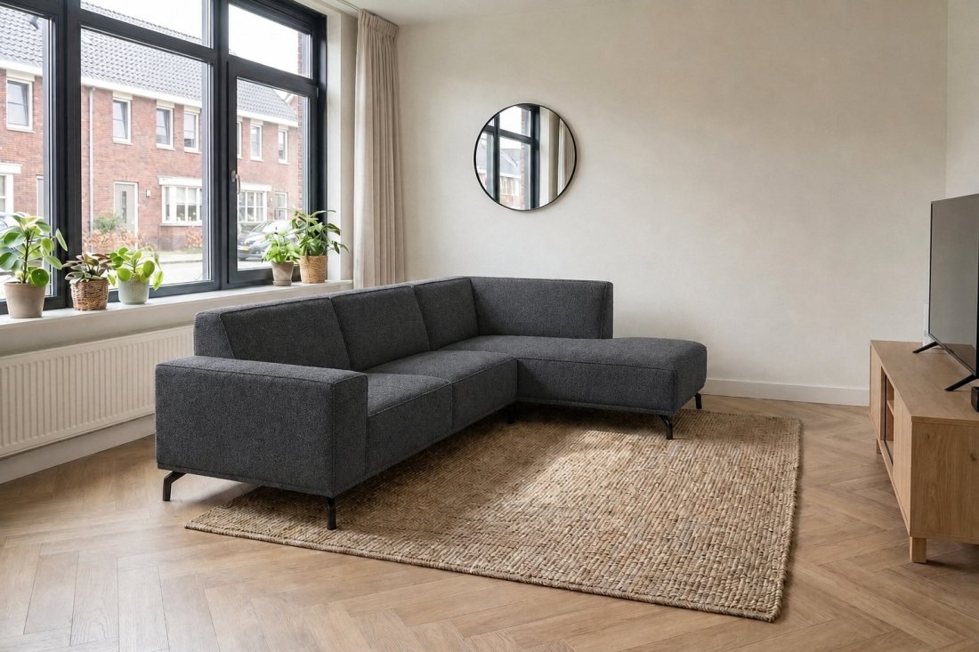 Huizen 3 Zits + Ottomaan in antraciet – kleurimpressie – A-meubel