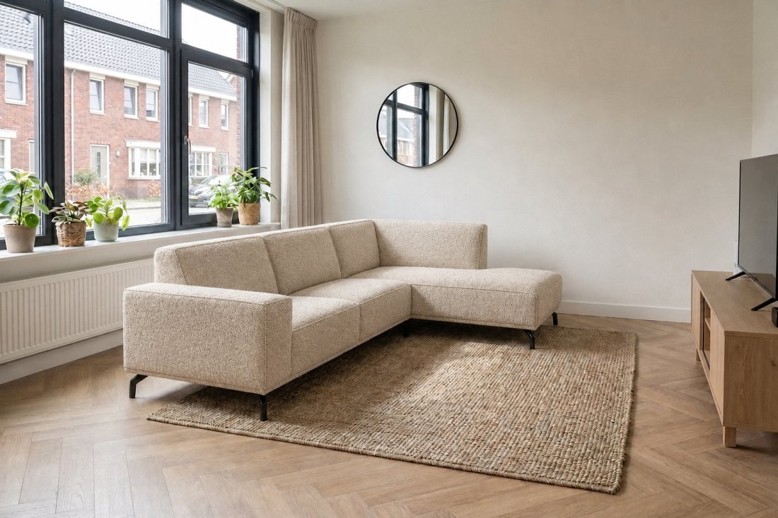 Huizen 3 Zits + Ottomaan in beige – kleurimpressie – A-meubel