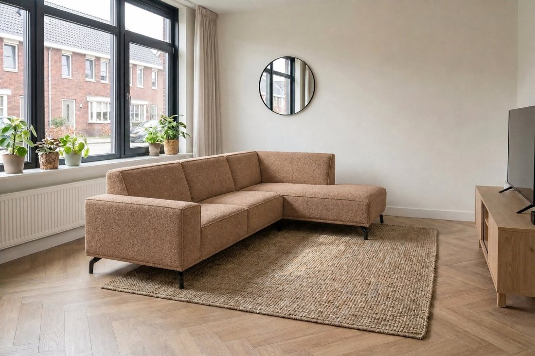 Huizen 3 Zits + Ottomaan in bruin – kleurimpressie – A-meubel