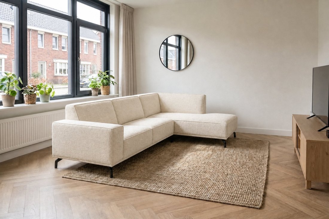 Huizen 3 Zits + Ottomaan in creme – kleurimpressie – A-meubel