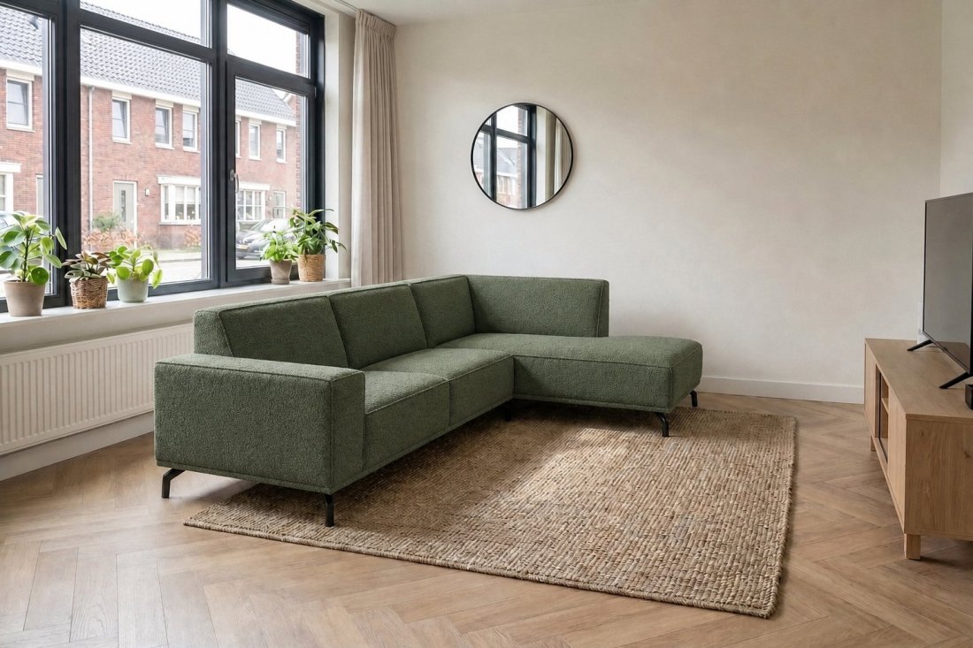 Huizen 3 Zits + Ottomaan in groen – kleurimpressie – A-meubel