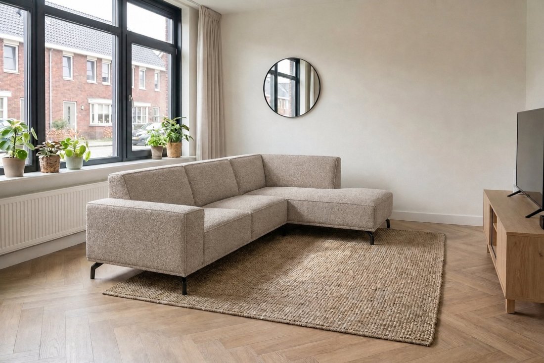 Huizen 3 Zits + Ottomaan in taupe – kleurimpressie – A-meubel