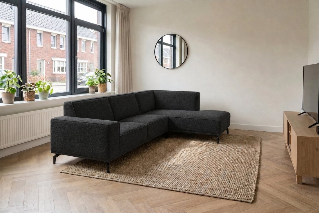 Huizen 3 Zits + Ottomaan in zwart – kleurimpressie – A-meubel