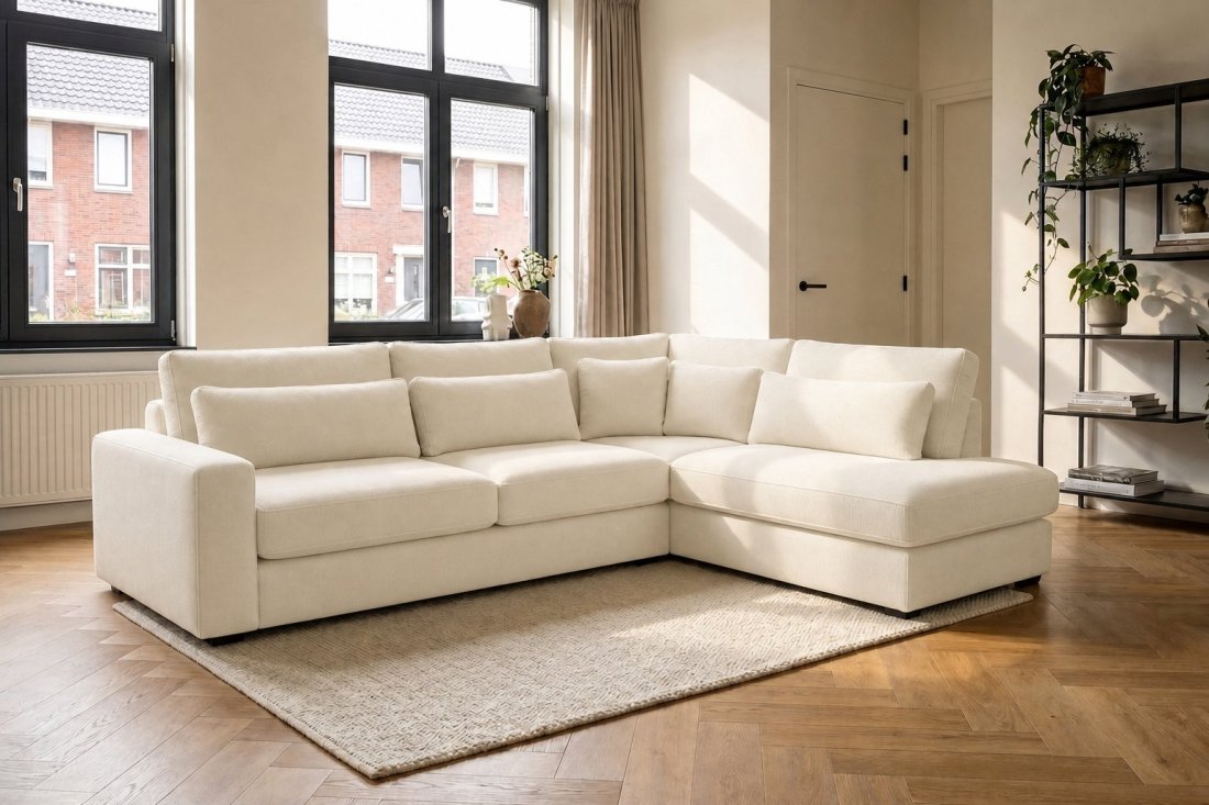 Ijsselstein 2.5 Zits + Ottomaan Klein in creme – kleurimpressie – A-meubel