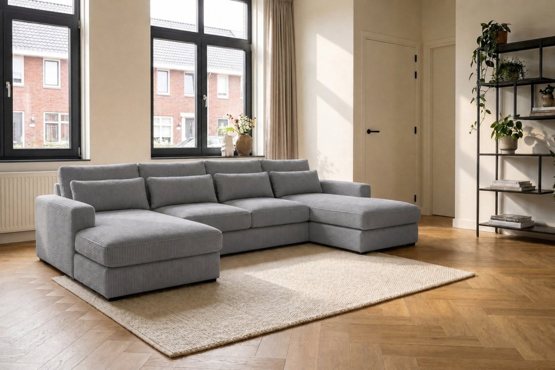 Ijsselstein Longchair + 2 + Longchair in grijs – kleurimpressie – A-meubel