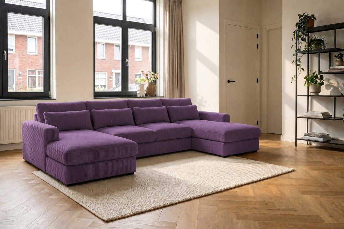 Ijsselstein Longchair + 2 + Longchair in paars – kleurimpressie – A-meubel