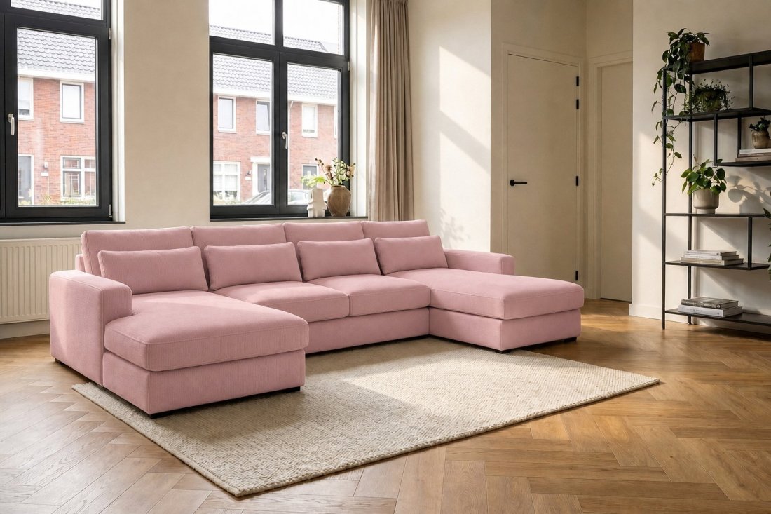 Ijsselstein Longchair + 2 + Longchair in roze – kleurimpressie – A-meubel