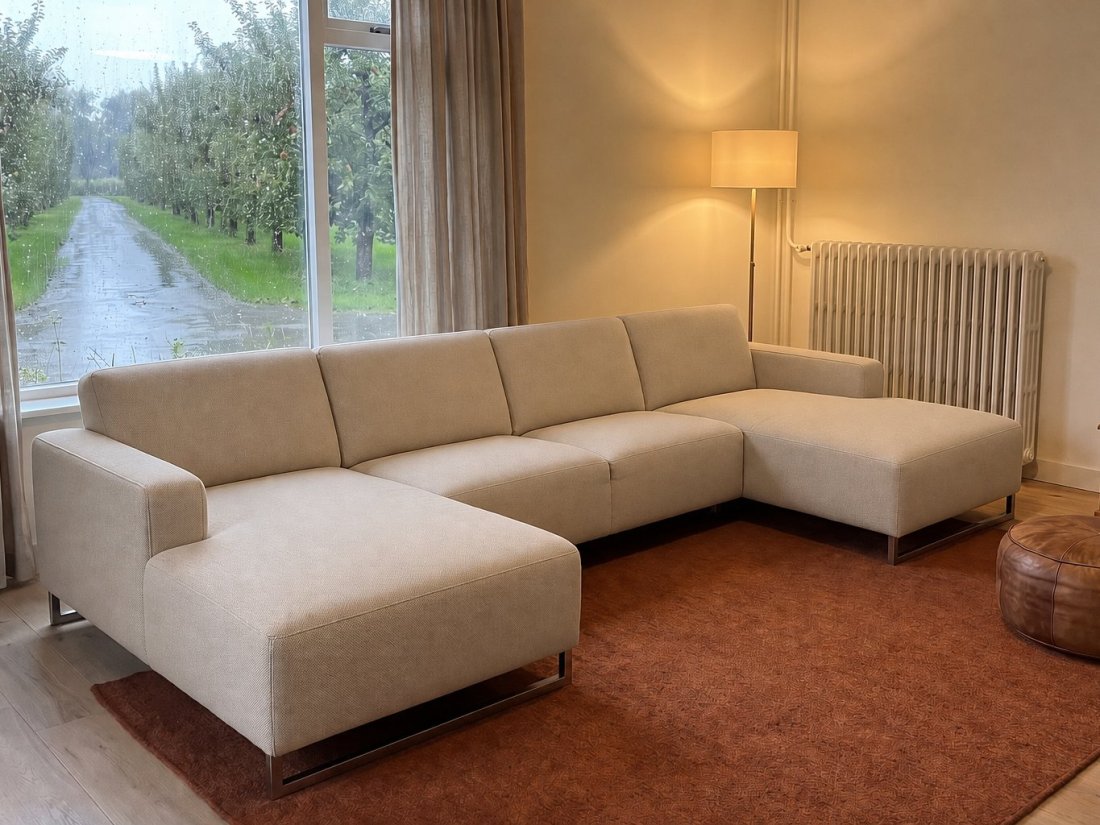 Kerkdriel Longchair + 2 Zits + Longchair in beige – kleurimpressie – A-meubel