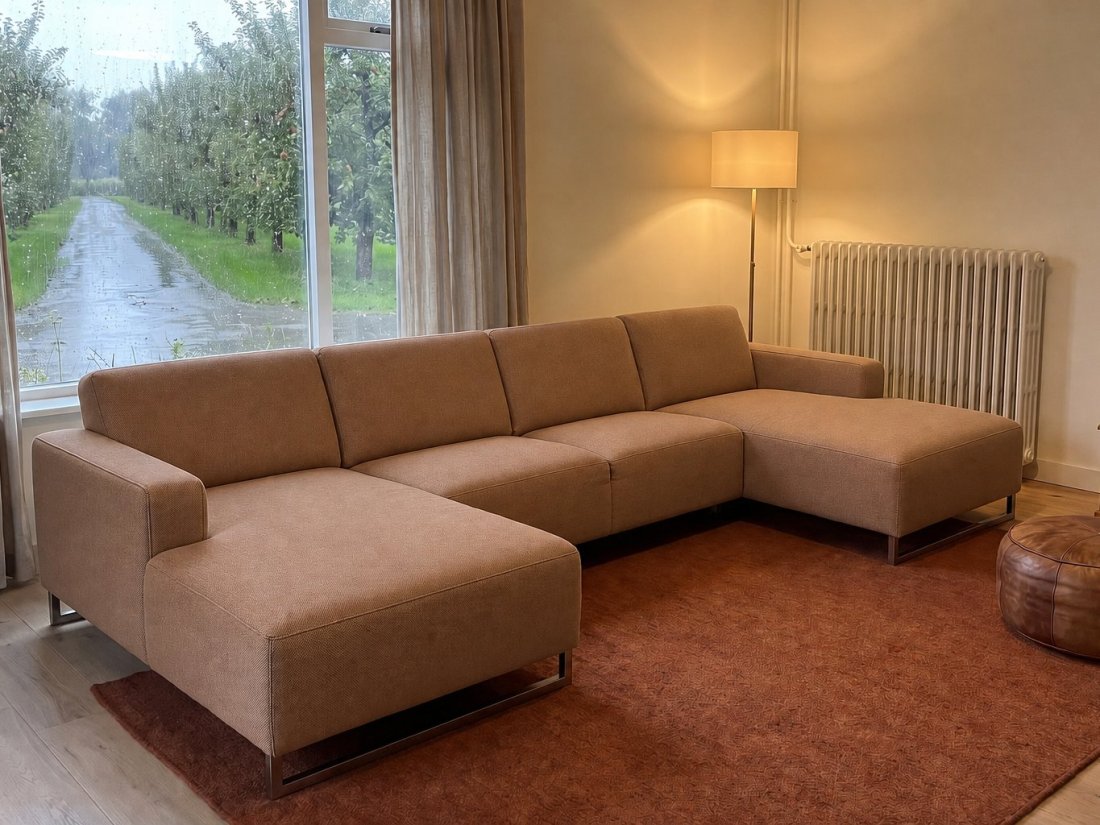 Kerkdriel Longchair + 2 Zits + Longchair in bruin – A-meubel
