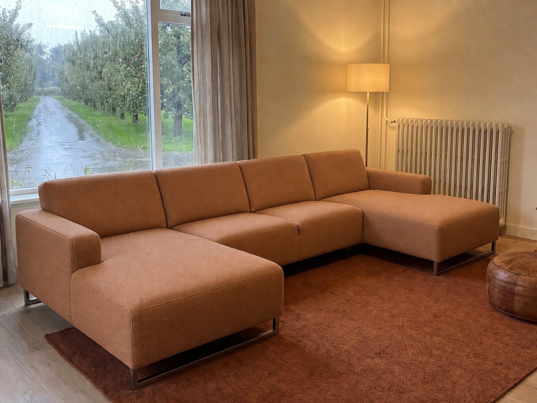 Kerkdriel Longchair + 2 Zits + Longchair in cognac – kleurimpressie – A-meubel