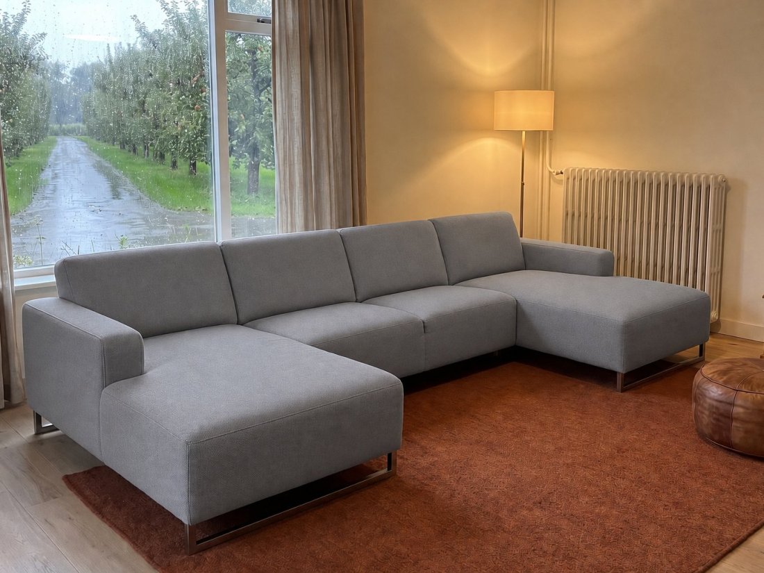 Kerkdriel Longchair + 2 Zits + Longchair in grijs – kleurimpressie – A-meubel