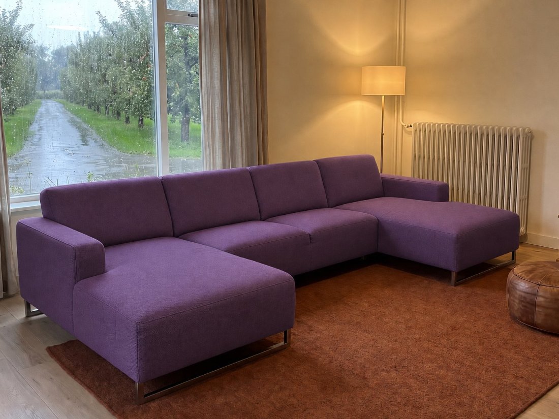 Kerkdriel Longchair + 2 Zits + Longchair in paars – kleurimpressie – A-meubel