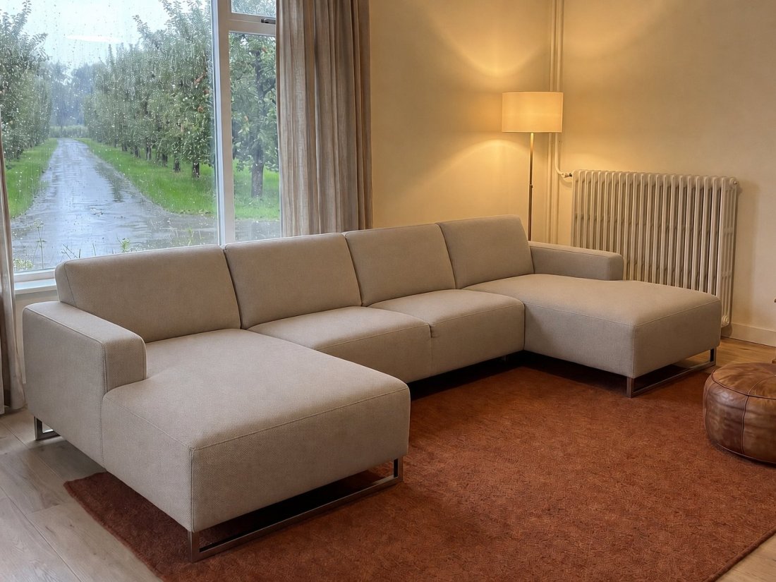 Kerkdriel Longchair + 2 Zits + Longchair in taupe – kleurimpressie – A-meubel