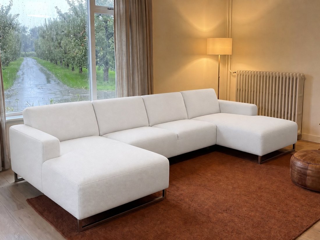 Kerkdriel Longchair + 2 Zits + Longchair in wit – kleurimpressie – A-meubel