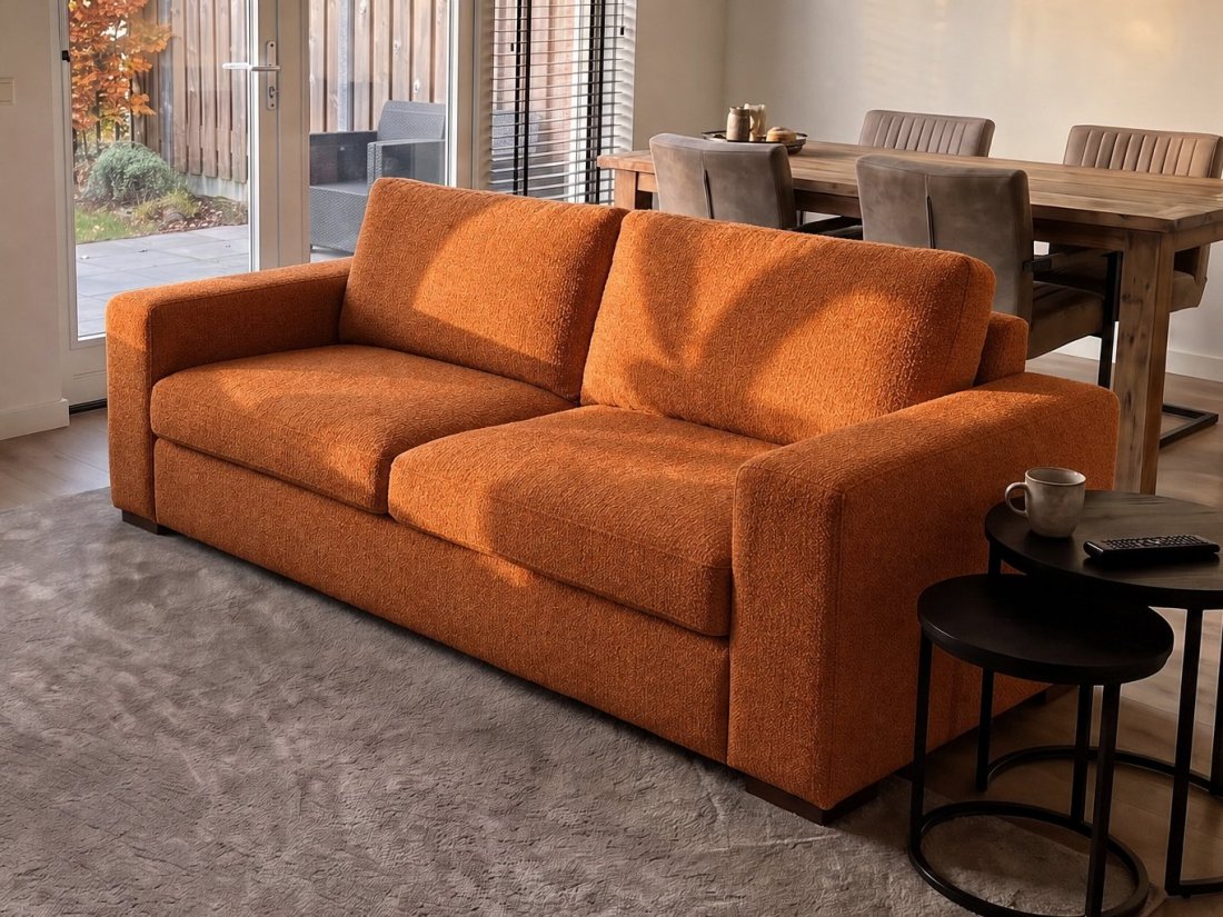 Leiden 3 Zits in oranje – kleurimpressie – A-meubel