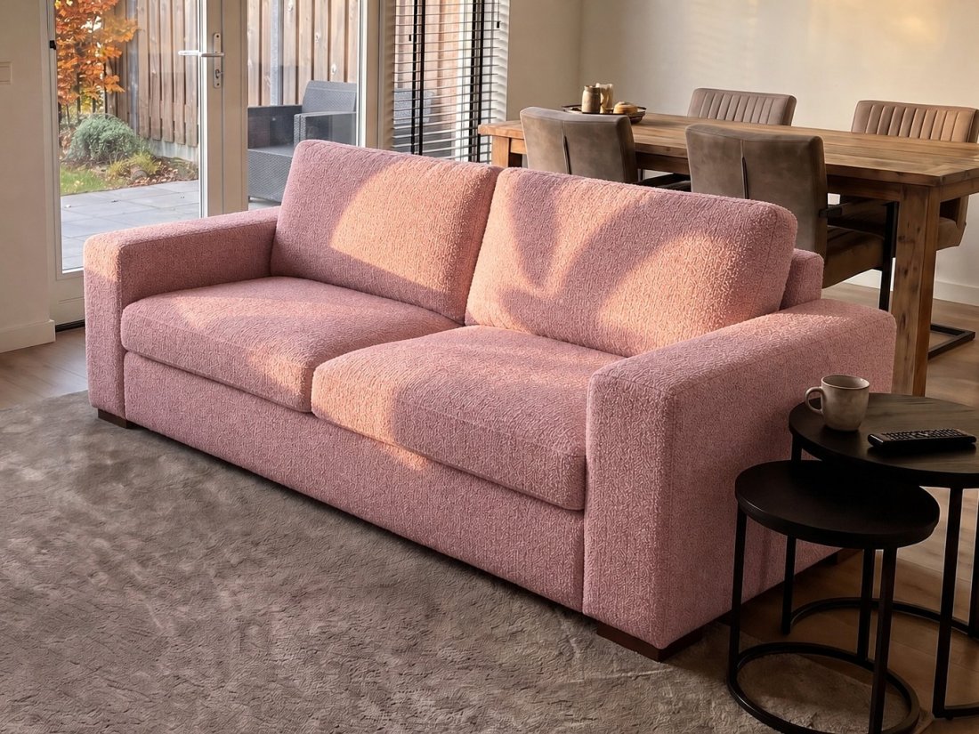 Leiden 3 Zits in roze – kleurimpressie – A-meubel
