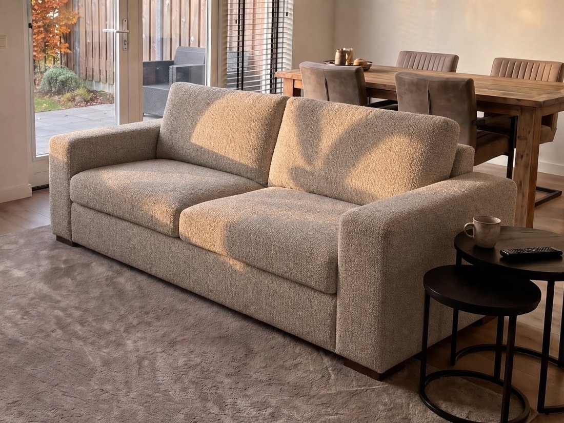 Leiden 3 Zits in taupe – kleurimpressie – A-meubel