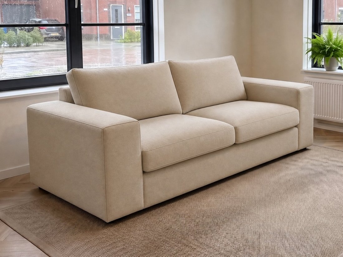 Lelystad 2 zits in beige – kleurimpressie – A-meubel
