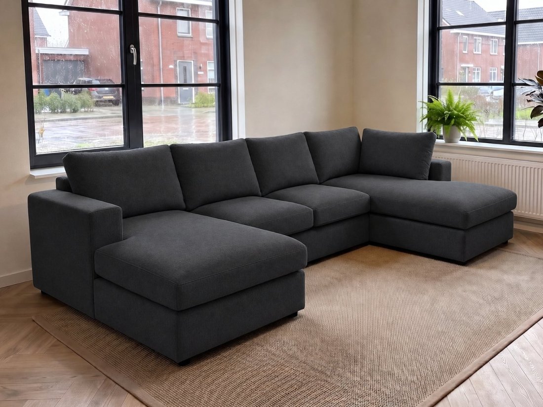 Lelystad Longchair + 2 + Longchair in antraciet – A-meubel