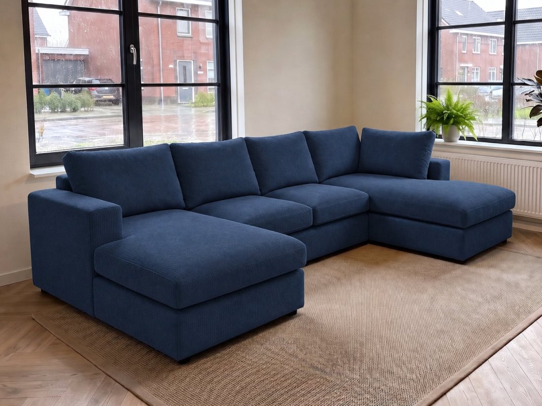 Lelystad Longchair + 2 + Longchair in blauw – kleurimpressie – A-meubel
