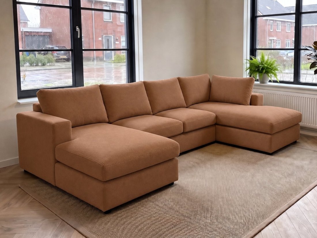 Lelystad Longchair + 2 + Longchair in cognac – kleurimpressie – A-meubel