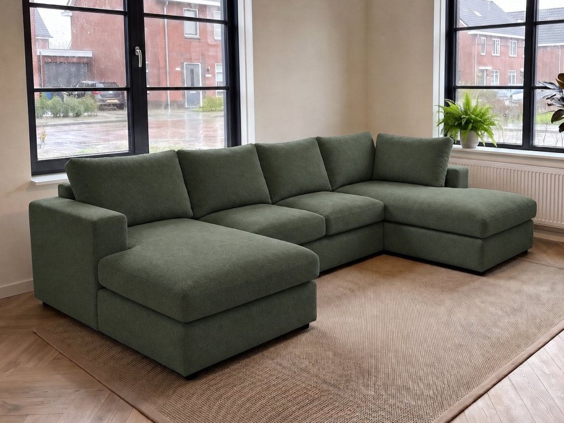 Lelystad Longchair + 2 + Longchair in groen – kleurimpressie – A-meubel