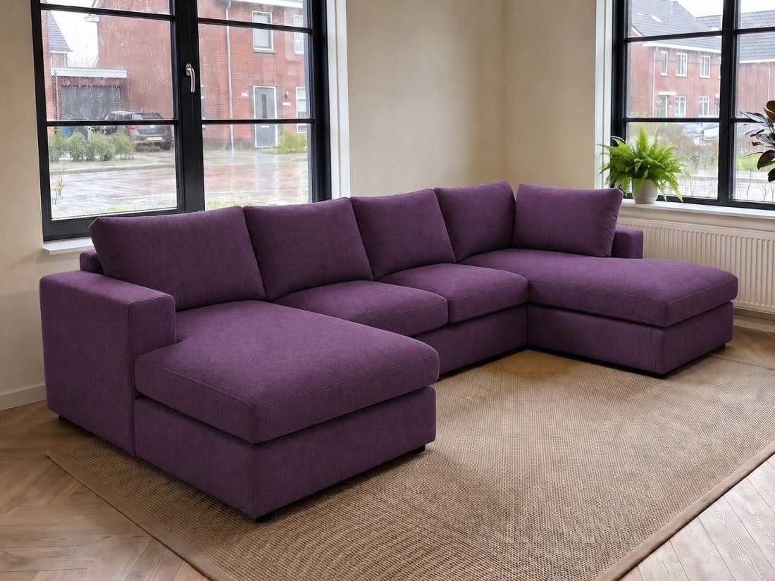 Lelystad Longchair + 2 + Longchair in paars – kleurimpressie – A-meubel