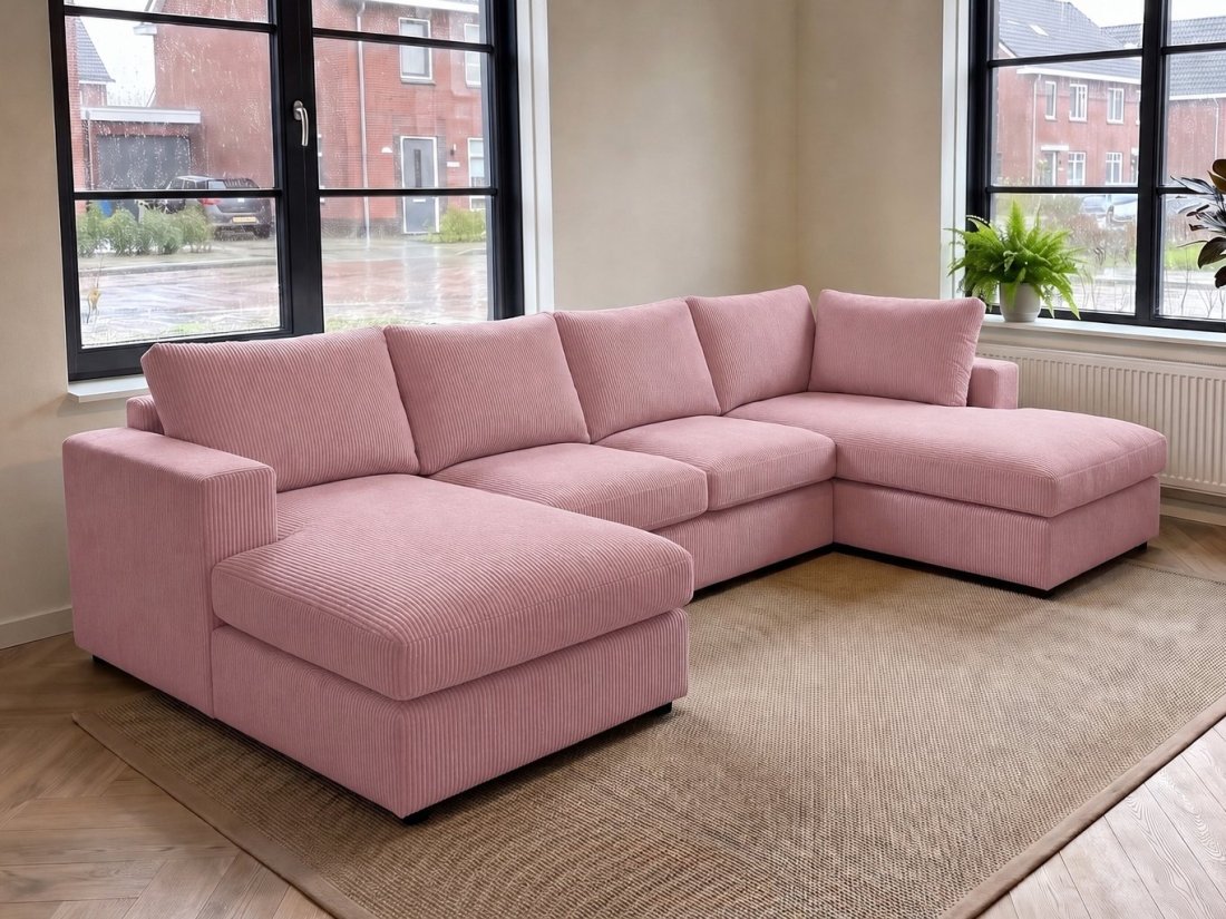 Lelystad Longchair + 2 + Longchair in roze – kleurimpressie – A-meubel