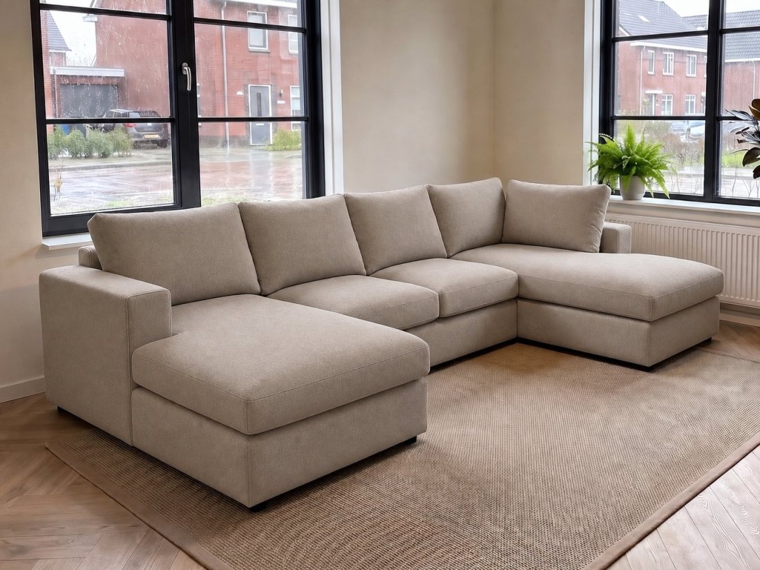 Lelystad Longchair + 2 + Longchair in taupe – kleurimpressie – A-meubel