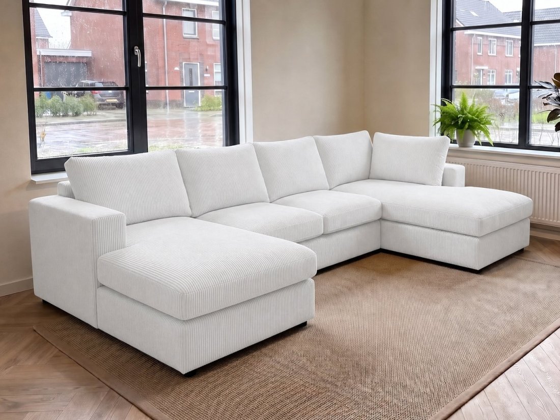Lelystad Longchair + 2 + Longchair in wit – kleurimpressie – A-meubel
