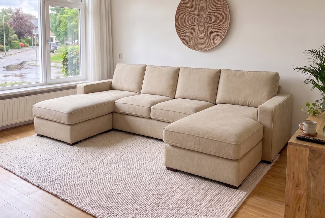 U-bank Leusden Longchair + 2 + Longchair + 2 Zits + Longchair in beige – foto 2 – A-meubel