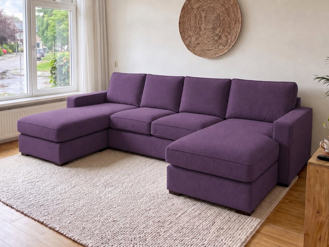 Leusden Longchair + 2 + Longchair in paars – kleurimpressie – A-meubel