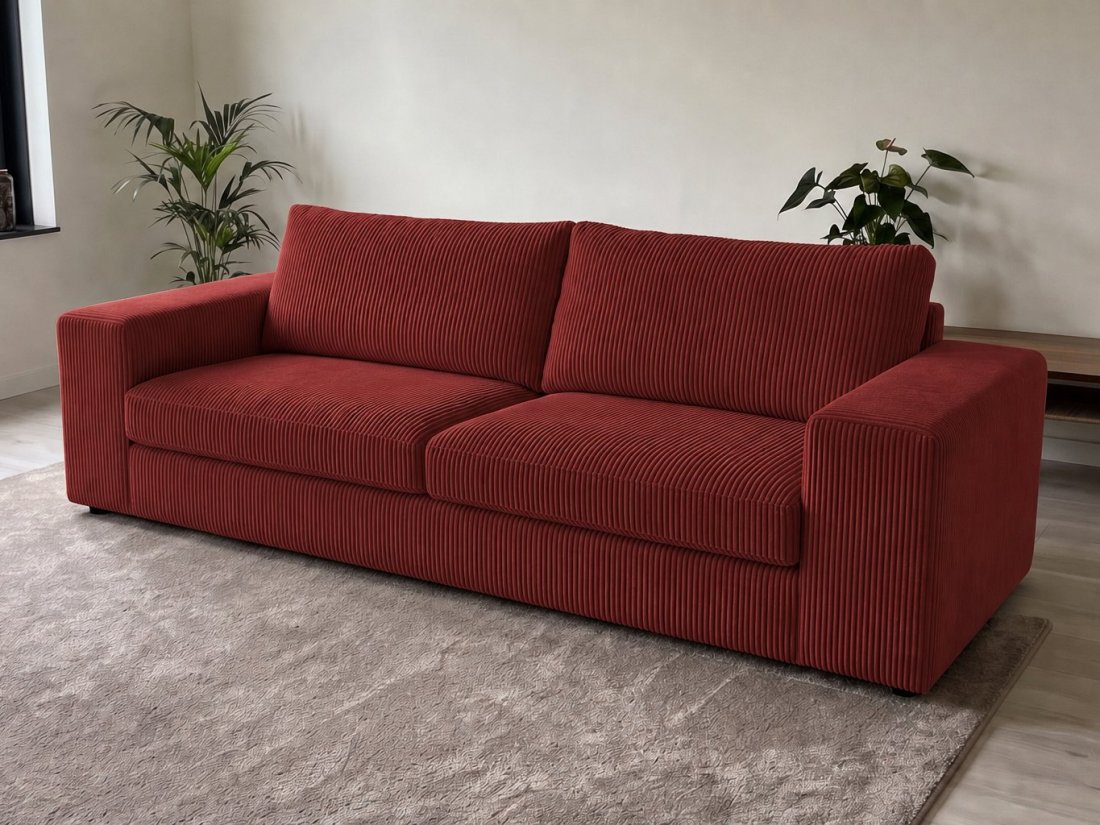Loenen 2.5 zits in rood – kleurimpressie – A-meubel