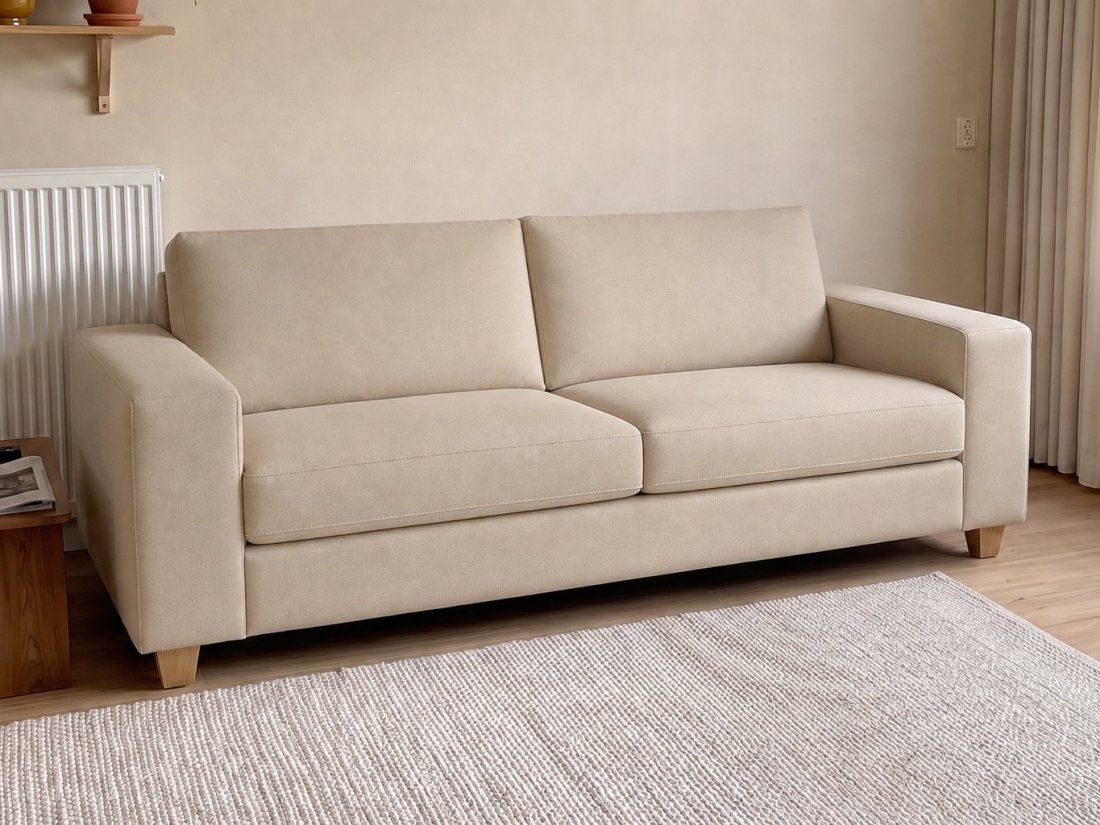 Maassluis 2.5 Zits Bank (Arm Klein 17cm) in beige – kleurimpressie – A-meubel