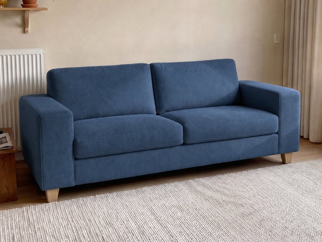 Maassluis 2 Zits Bank (Arm Klein 17cm) in blauw – kleurimpressie – A-meubel