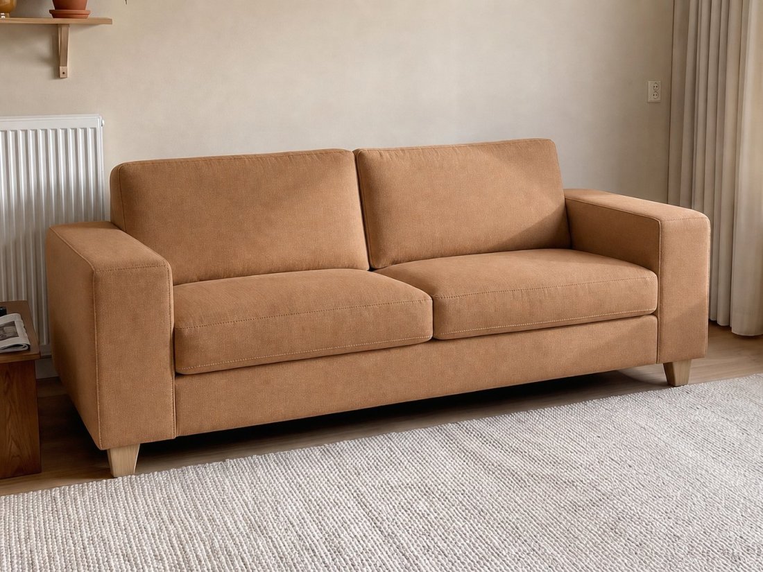 Maassluis 2 Zits Bank (Arm Klein 17cm) in cognac – kleurimpressie – A-meubel