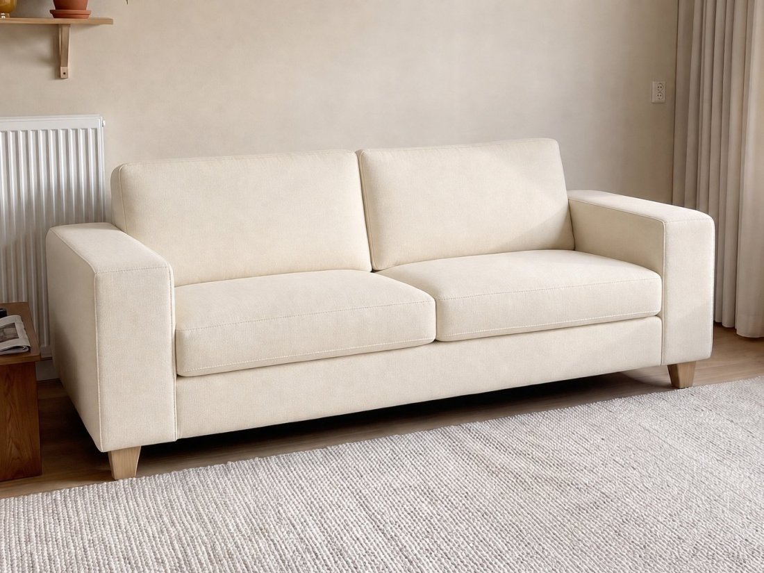 Maassluis 2 Zits Bank (Arm Klein 17cm) in creme – kleurimpressie – A-meubel