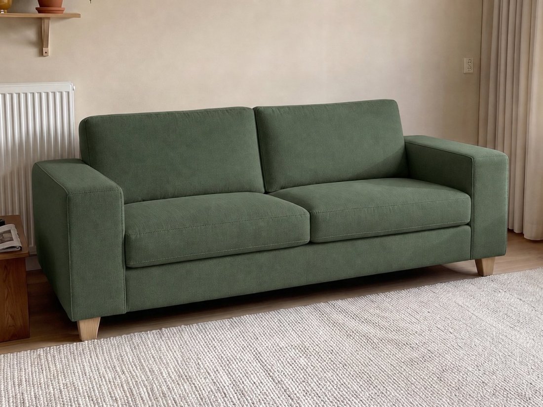 Maassluis 2 Zits Bank (Arm Klein 17cm) in groen – kleurimpressie – A-meubel