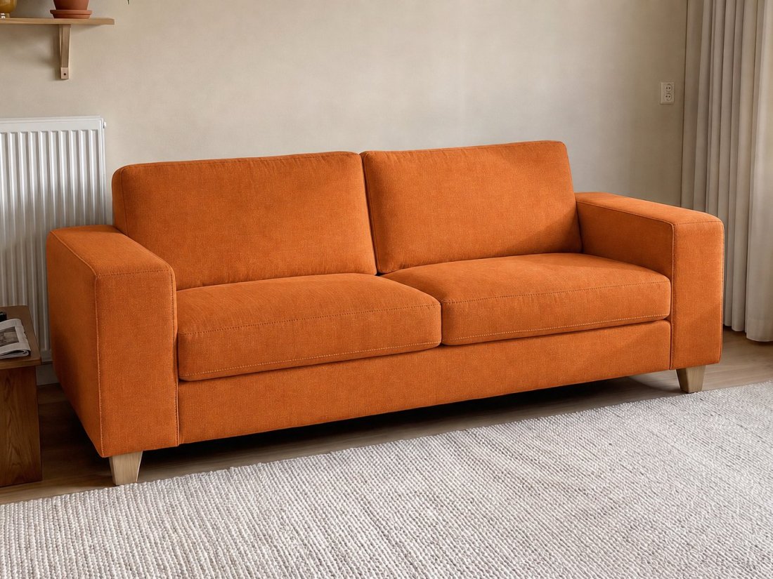 Maassluis 2 Zits Bank (Arm Klein 17cm) in oranje – kleurimpressie – A-meubel