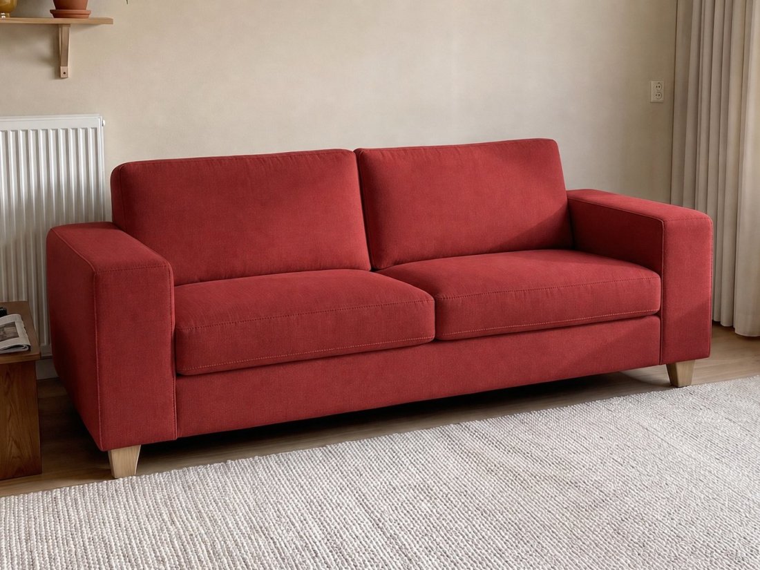 Maassluis 2 Zits Bank (Arm Klein 17cm) in rood – kleurimpressie – A-meubel